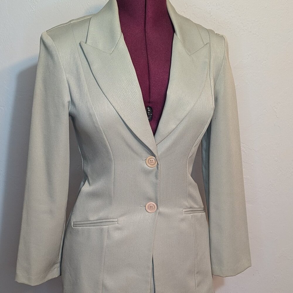 City Triangles, Sage Cotton Skirt Suit, Size 6